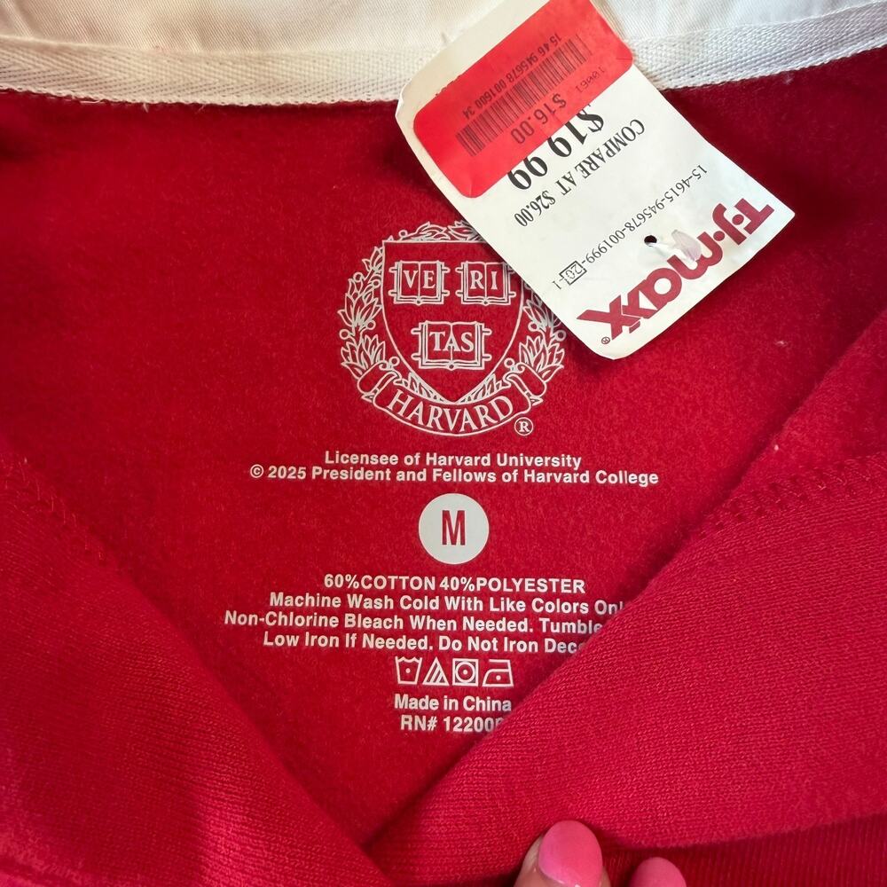 Harvard University Unisex Rugby Collared Polo Shirt Colorblock Crimson Striped M - Picture 2 of 5